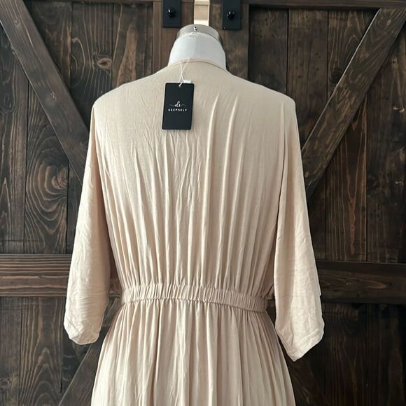 NWT Boho V Neck Short Sleeve Batwing Style Casual Loose High Waist Beach Dress - Picture 5 of 14